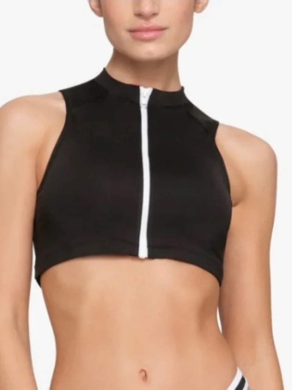 NWT SKIMS Swim: Zip Up Swim Mock Neck Top - Picture 7 of 8